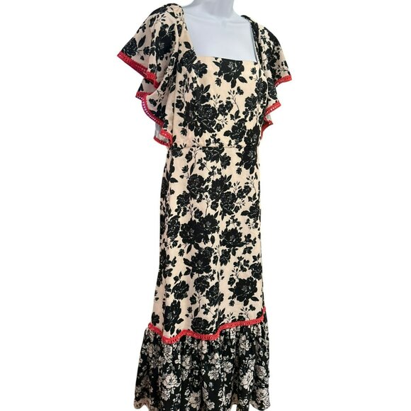 NWT Sachin & Babi Cream Black Bohemian Romantic Floral Maxi Camryn Gown Size 10 - Picture 3 of 7